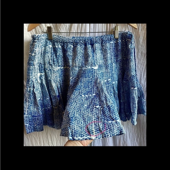 John Robshaw for Lucky 🍀 Blue Flower Block Print Skirt w/ drawstring, S - Picture 9 of 10